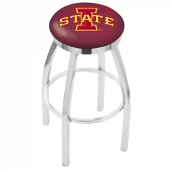 Holland Bar Stool Co. 30" Chrome Iowa State Swivel Bar Stool, Accent Ring
