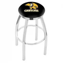 Holland Bar Stool Co. 30" Chrome Missouri Western State Swivel Bar Stool, Accent Ring