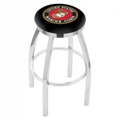 Holland Bar Stool Co. 25" Chrome U.S. Marines Swivel Bar Stool, Accent Ring