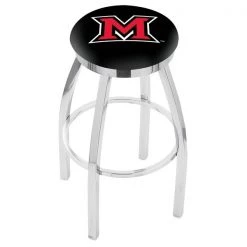 Holland Bar Stool Co. 25" Chrome Miami (OH) Swivel Bar Stool, Accent Ring