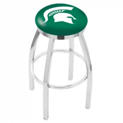 Holland Bar Stool Co. 30" Chrome Michigan State Swivel Bar Stool, Accent Ring