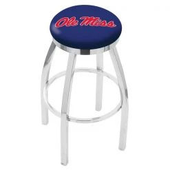Holland Bar Stool Co. 25" Chrome Ole' Miss Swivel Bar Stool, Accent Ring