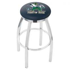Holland Bar Stool Co. 30" Chrome Notre Dame Leprechaun Swivel Bar Stool, Accent Ring