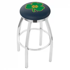 Holland Bar Stool Co. 25" Chrome Notre Dame Shamrock Swivel Bar Stool, Accent Ring