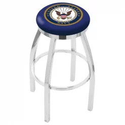 Holland Bar Stool Co. 30" Chrome U.S. Navy Swivel Bar Stool, Accent Ring
