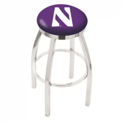 Holland Bar Stool Co. 30" Chrome Northwestern Swivel Bar Stool, Accent Ring