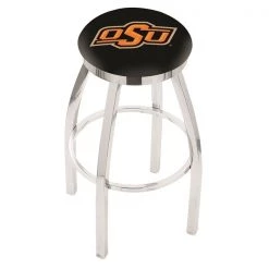 Holland Bar Stool Co. 30" Chrome Oklahoma State Swivel Bar Stool, Accent Ring