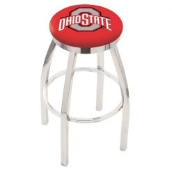 Holland Bar Stool Co. 25" Chrome Ohio State Swivel Bar Stool, Accent Ring