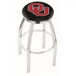 Holland Bar Stool Co. 25" Chrome Oklahoma Swivel Bar Stool, Accent Ring