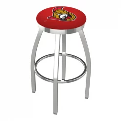Holland Bar Stool Co. 25" Chrome Ottawa Senators Swivel Bar Stool, Accent Ring