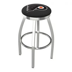 Holland Bar Stool Co. 25" Chrome Philadelphia Flyers Swivel Bar Stool, Accent Ring