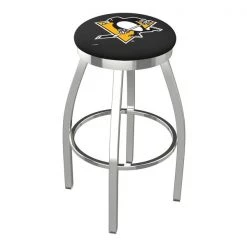 Holland Bar Stool Co. 25" Chrome Pittsburgh Penguins Swivel Bar Stool, Accent Ring