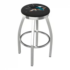 Holland Bar Stool Co. 30" Chrome San Jose Sharks Swivel Bar Stool, Accent Ring