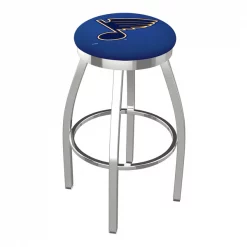 Holland Bar Stool Co. 25" Chrome St Louis Blues Swivel Bar Stool, Accent Ring