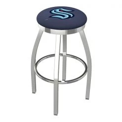 Holland Bar Stool Co 30" Chrome Seattle Kraken Swivel Bar Stool with Accent Ring