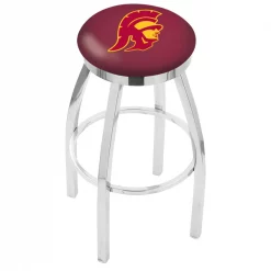 Holland Bar Stool Co. 30" Chrome USC Trojans Swivel Bar Stool, Accent Ring
