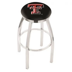 Holland Bar Stool Co. 30" Chrome Texas Tech Swivel Bar Stool, Accent Ring