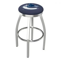 Holland Bar Stool Co. 25" Chrome Vancouver Canucks Swivel Bar Stool, Accent Ring