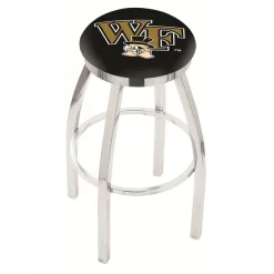 Holland Bar Stool Co. 30" Chrome Wake Forest Swivel Bar Stool, Accent Ring
