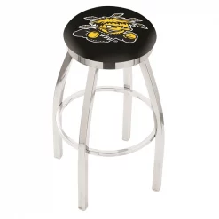 Holland Bar Stool Co. 30" Chrome Wichita State Swivel Bar Stool, Accent Ring
