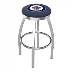 Holland Bar Stool Co. 30" Chrome Winnipeg Jets Swivel Bar Stool, Accent Ring
