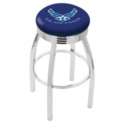 Holland Bar Stool Co. 25" Chrome U.S. Air Force Swivel Bar Stool, Accent Ring