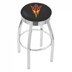 Holland Bar Stool Co. 30" Chrome Arizona State Swivel Bar Stool, Accent Ring, Pitchfork