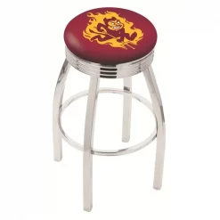 Holland Bar Stool Co. 25" Chrome Arizona State Swivel Bar Stool, Accent Ring, Sparky Logo