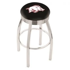 Holland Bar Stool Co. 25" Chrome Arkansas Swivel Bar Stool, Accent Ring