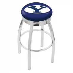 Holland Bar Stool Co. 30" Chrome Brigham Young Swivel Bar Stool, Accent Ring