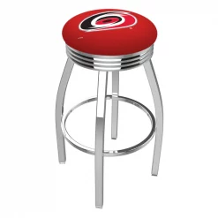 Holland Bar Stool Co. 30" Chrome Carolina Hurricanes Swivel Bar Stool, Accent Ring