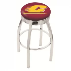 Holland Bar Stool Co. 30" Chrome Central Michigan Swivel Bar Stool, Accent Ring