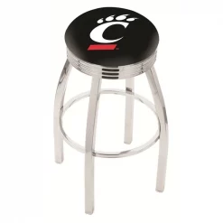 Holland Bar Stool Co. 25" Chrome Cincinnati Swivel Bar Stool, Accent Ring