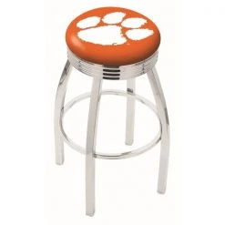Holland Bar Stool Co. 25" Chrome Clemson Swivel Bar Stool, Accent Ring