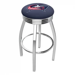 Holland Bar Stool Co. 25" Chrome Columbus Blue Jackets Swivel Bar Stool, Accent Ring
