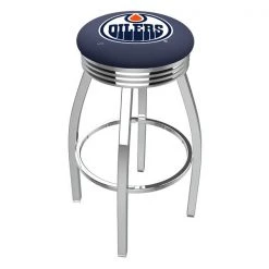 Holland Bar Stool Co. 25" Chrome Edmonton Oilers Swivel Bar Stool, Accent Ring