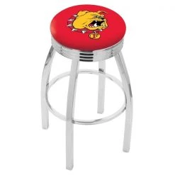 Holland Bar Stool Co. 25" Chrome Ferris State Swivel Bar Stool, Accent Ring