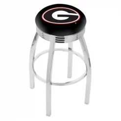 Holland Bar Stool Co. 30" Chrome Georgia "G" Swivel Bar Stool, Accent Ring