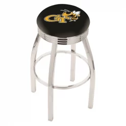 Holland Bar Stool Co. 25" Chrome Georgia Tech Swivel Bar Stool, Accent Ring