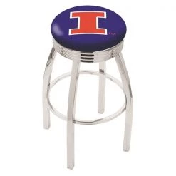 Holland Bar Stool Co. 25" Chrome Illinois Swivel Bar Stool, Accent Ring