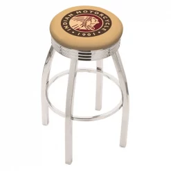 Holland Bar Stool Co. 30" Chrome Indian Motorcycle Swivel Bar Stool, Accent Ring