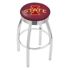 Holland Bar Stool Co. 30" Chrome Iowa State Swivel Bar Stool, Accent Ring
