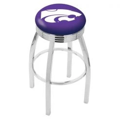 Holland Bar Stool Co. 30" Chrome Kansas State Swivel Bar Stool, Accent Ring