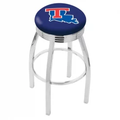 Holland Bar Stool Co. 30" Chrome Louisiana Tech Swivel Bar Stool, Accent Ring