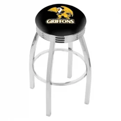 Holland Bar Stool Co. 30" Chrome Missouri Western State Swivel Bar Stool, Accent Ring