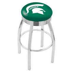 Holland Bar Stool Co. 30" Chrome Michigan State Swivel Bar Stool, Accent Ring