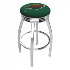 Holland Bar Stool Co. 30" Chrome Minnesota Wild Swivel Bar Stool, Accent Ring
