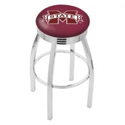 Holland Bar Stool Co. 30" Chrome Mississippi State Swivel Bar Stool, Accent Ring