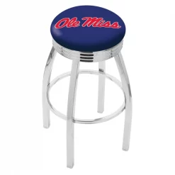 Holland Bar Stool Co. 30" Chrome Ole' Miss Swivel Bar Stool, Accent Ring