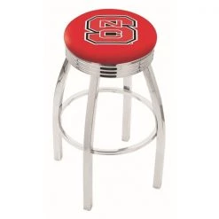 Holland Bar Stool Co. 30" Chrome North Carolina State Swivel Bar Stool, Accent Ring